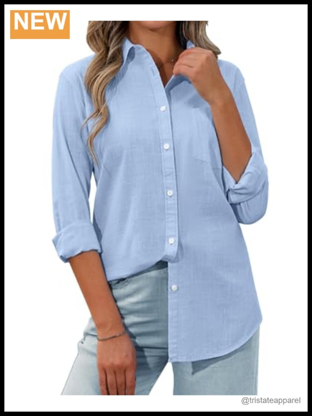 Womens Button Down Shirt Cotton Linen Long Sleeve Collared Blouse